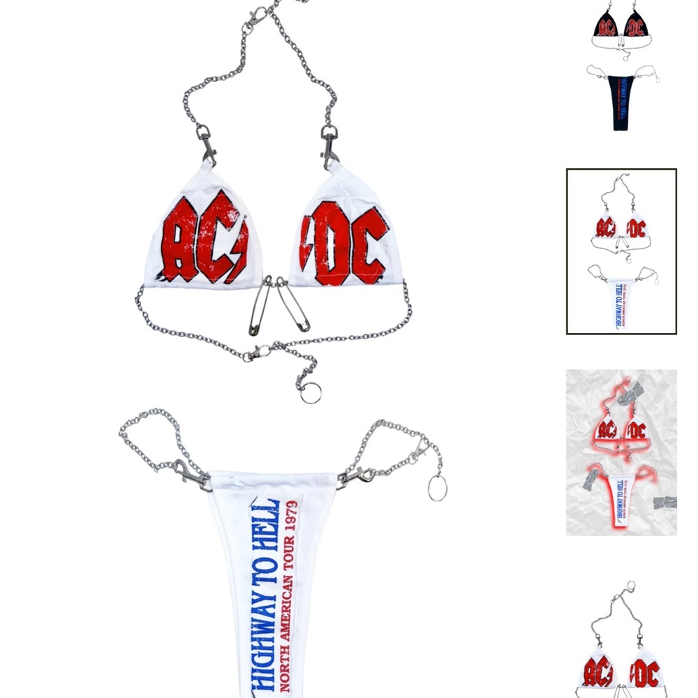 AC/DC Red and White Chain Bikini